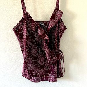 GAP flirty satin wrap front tank top